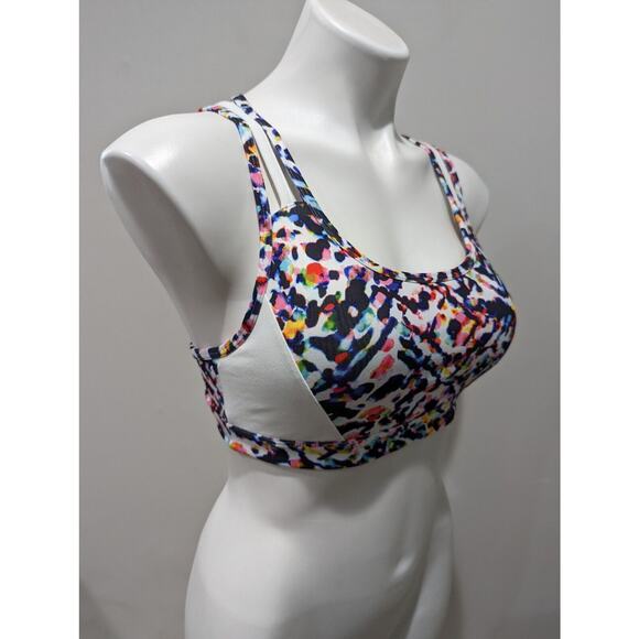 Athleta Size Small Sports Bra Splattered Print Removable Padding - Picture 6 of 8